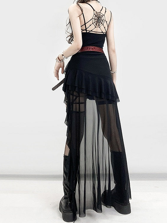 Detail Top Cami Glamorous Black Bittersweet Spiderweb