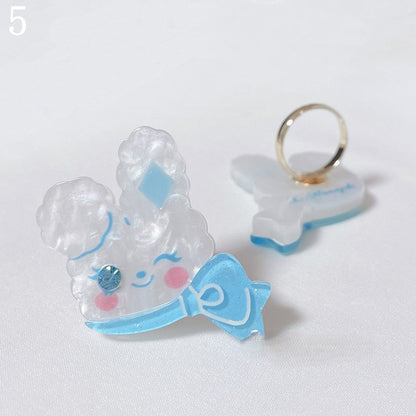 Hairclips/Keychain Blue Necklace/Rabbit Beads Ring/Rabbit Rabbit Pink Lace and Bow Pendant