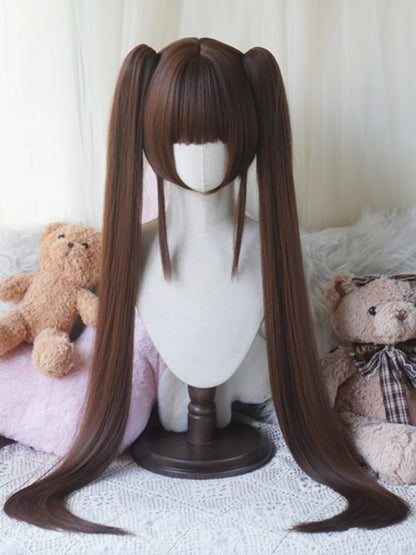 キャラメルボブカット ショートウィッグ（前髪あり）＋ダブルストレートポニーテール クロークリップ