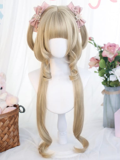 Schnitt lang Hime mit Perücke 70-75cm Pony blond