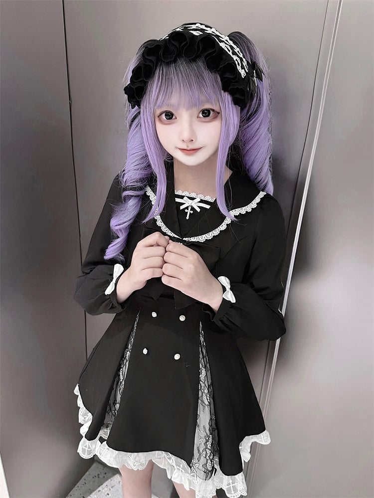 High Mini Coord mit Kleidschlitz Passendes Kei Black Set: Jirai Lace-Paneled Edgy Shorts