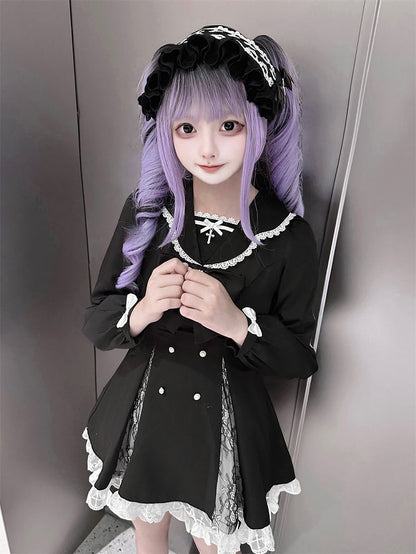 High Mini Coord mit Kleidschlitz Passendes Kei Black Set: Jirai Lace-Paneled Edgy Shorts