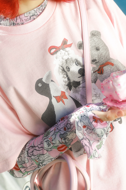 クマペンギンコラージュヴィンテージTシャツ