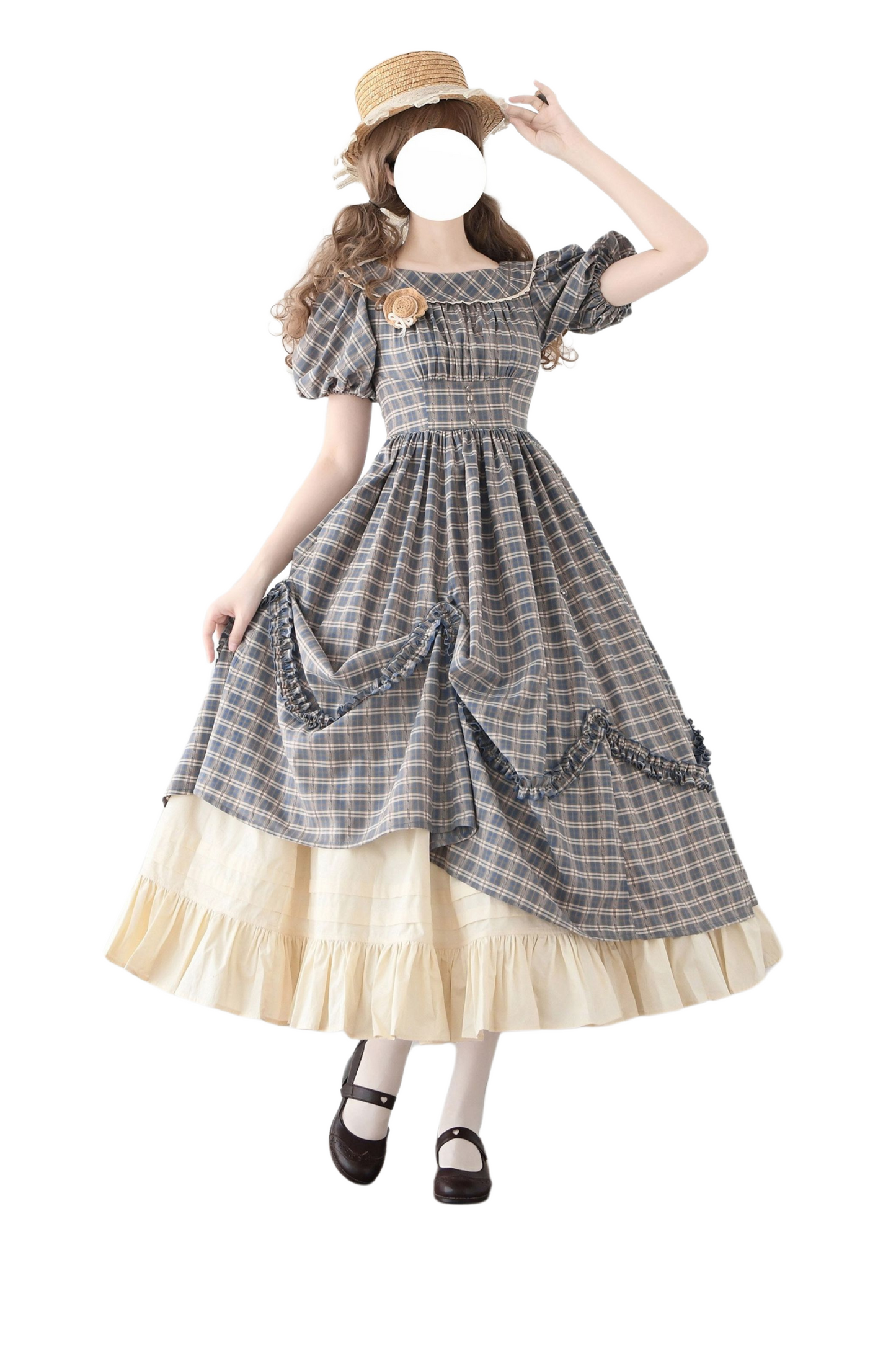チェックレトロワードロリータペチコートドレスフォレスト+