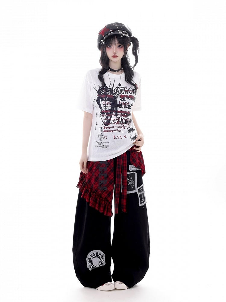 Kawaii Punk White Graffiti T-Shirt - KNOW8 Online Shop