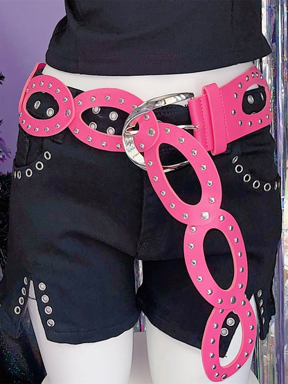 Handgelenk verzierte Gürtel mit Nieten Pink/Weiß/Schwarz