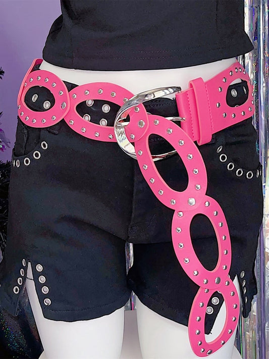 Handgelenk verzierte Gürtel mit Nieten Pink/Weiß/Schwarz