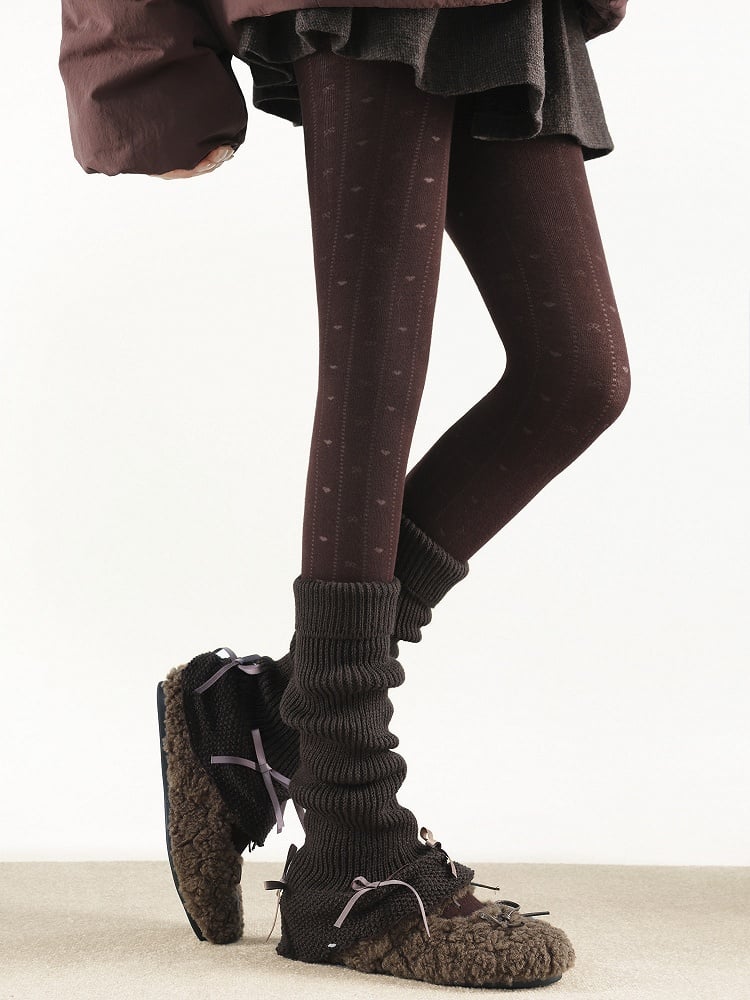Ribbed Warmers Accents (4 Slouchy Colors) Leg Bow with