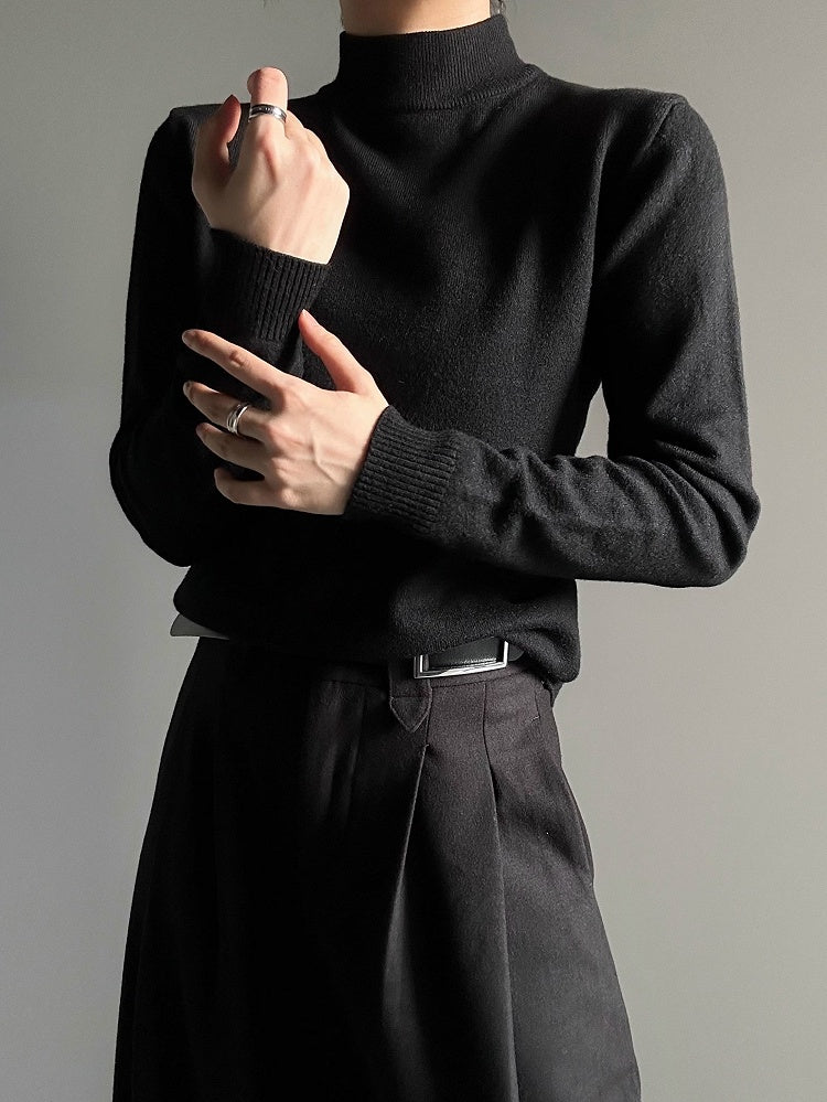 Fit Ouji Black Slim Sweater Long-Sleeve Lolita Turtleneck Unisex