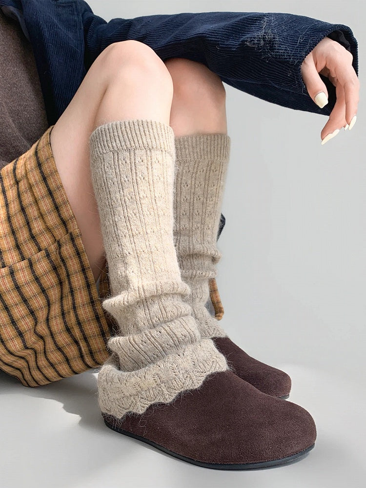 Colors） Knit Ribbed Slouchy Warmers （6 Leg Stirrup