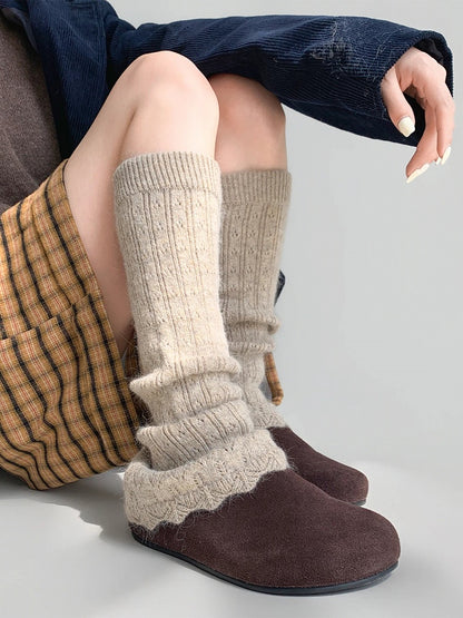 Colors） Knit Ribbed Slouchy Warmers （6 Leg Stirrup