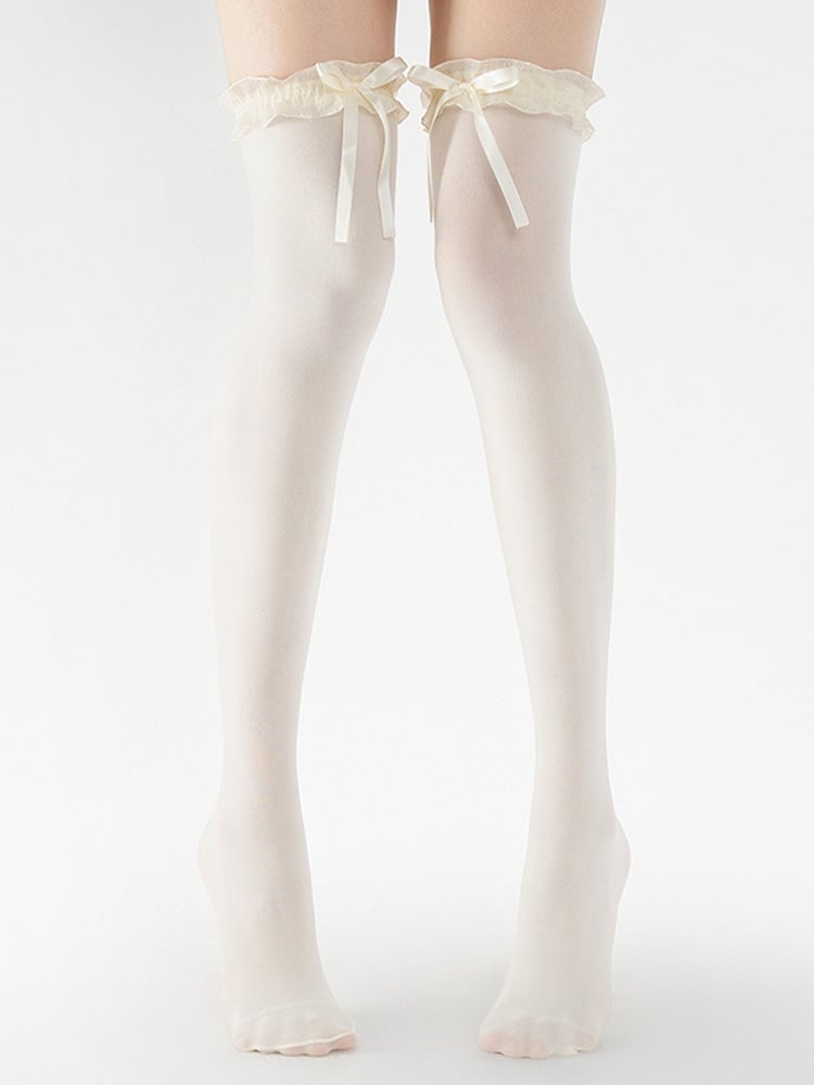 4 Bow 50CM Slimming Over Trim Colors Knee Stockings