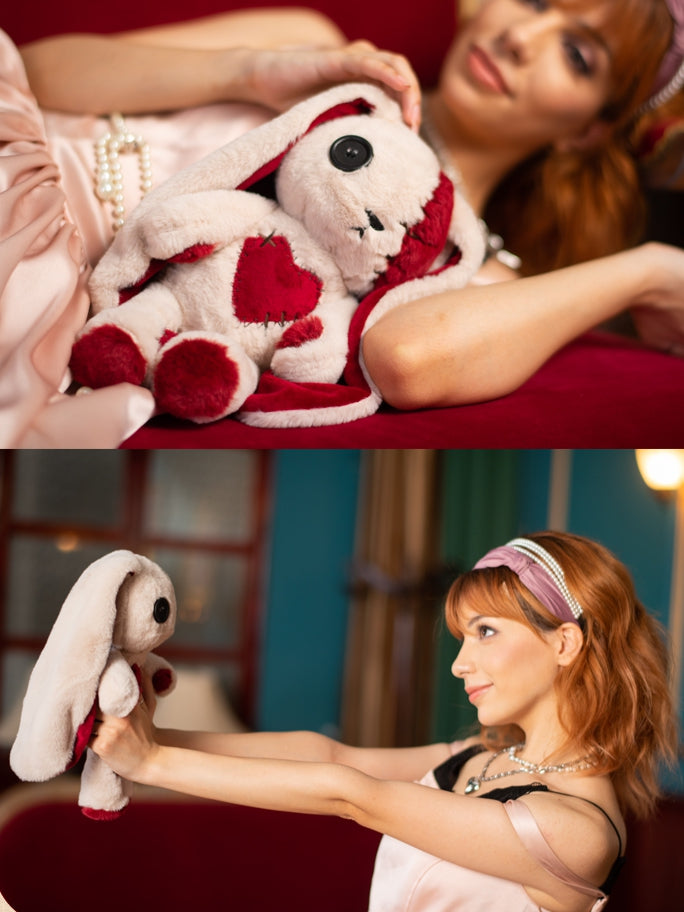 Canvas One-Eyed A with Plush Kawaii Bag White Bunny Guro Red