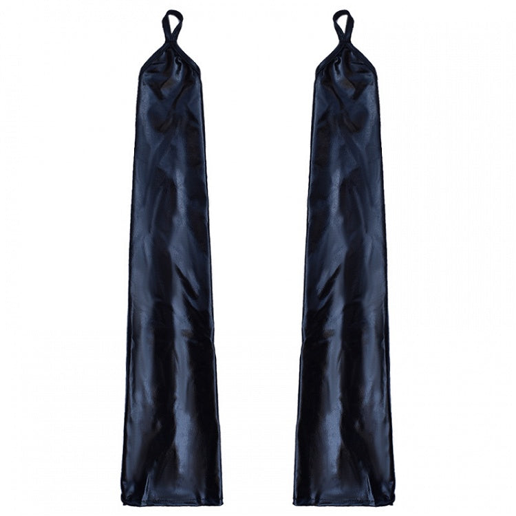Long Gloves Black/Silver PU
