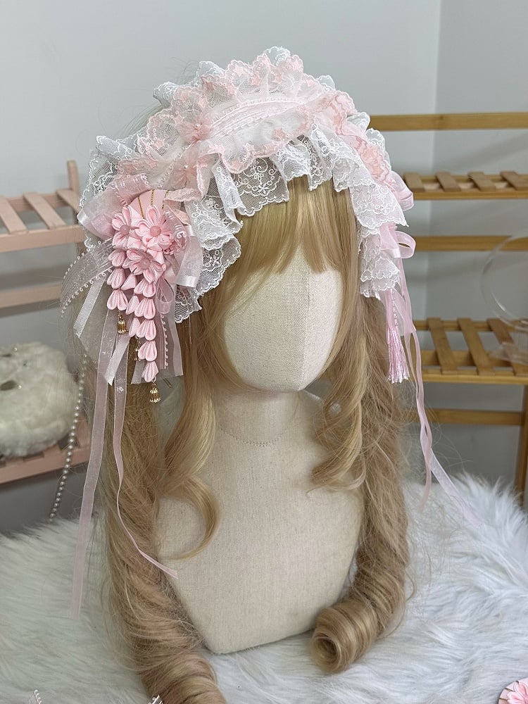 Ruffled Types Pink Lace Bow Hairband Lolita Flower 2 Sweet