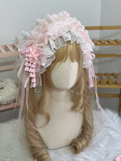 Ruffled Types Pink Lace Bow Hairband Lolita Flower 2 Sweet