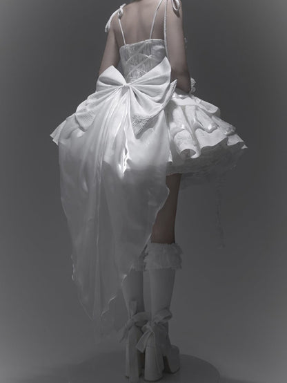 Alle weißen Rosen Ausschnitt Engel Shiro Lolita Goth Boning Kleid Schmetterling Stoff