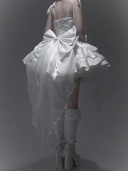 Ausschnitt Engel Shiro Goth All White Boning Lolita Rosen Stoffkleid Schmetterling