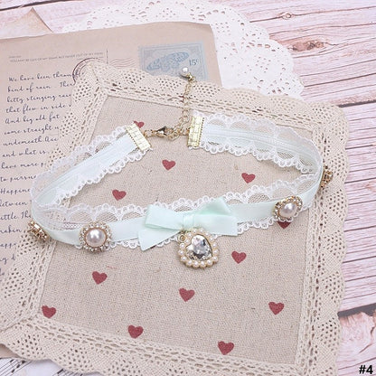 Options Bowknot Color Charm Heart Jirai Lace Kei 18 Choker