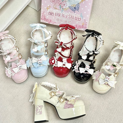 with Themed Details Mary Bunny Bow Lolita Off-white Sweet Heel Janes 11cm