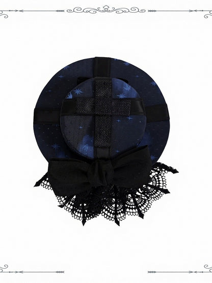 Gothic Accessory Bundle: Headband, Brooch, Bag, Mini Hat - iris de nuit