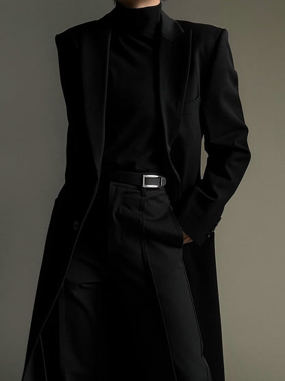 Black with Sleeve Neck Top Slim-fitting Soft Mock Prince Long Fleece Lining