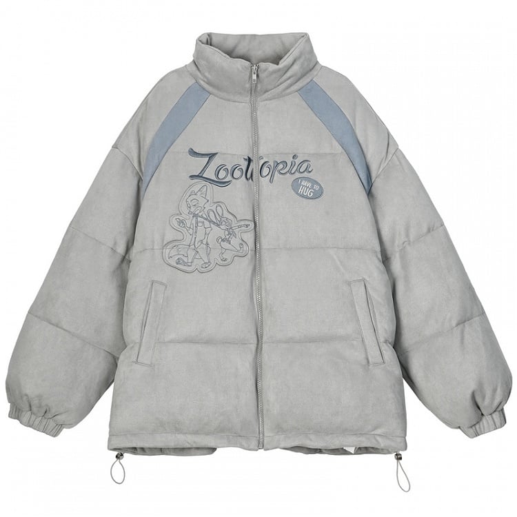 Zootopia Judy and Nick Applique Grey Puffer Jacket