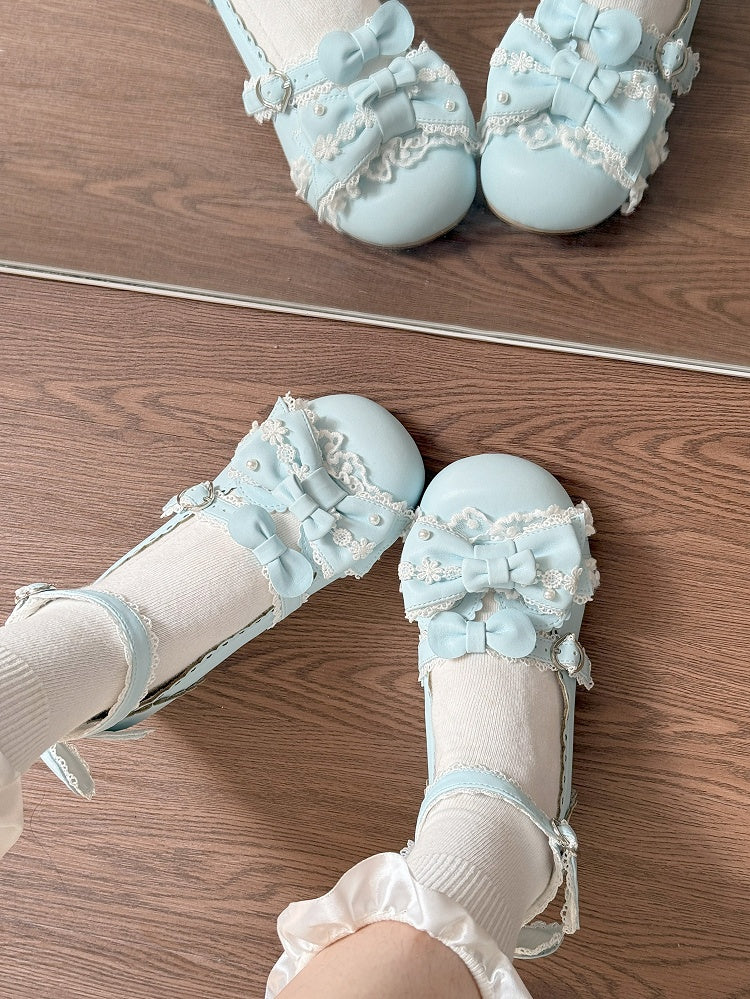 Lolita - Low-heel Janes Bow Sweet Round-Toe 3.5cm Details Mary