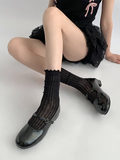 Trim 4 Colors Ruffled Cotton Socks Cute