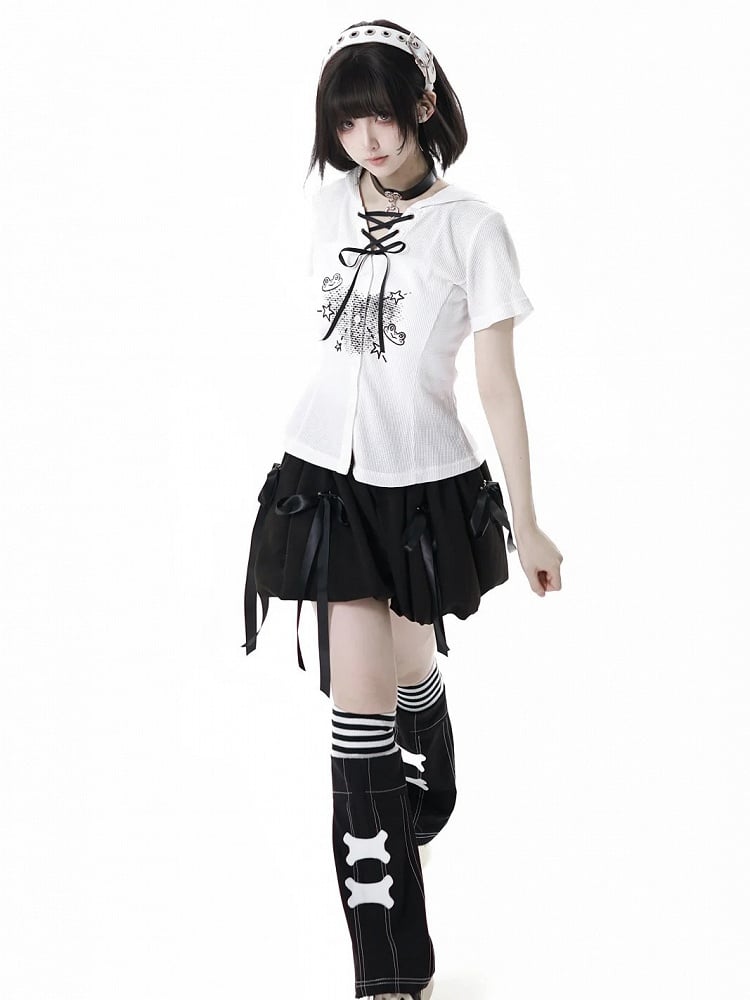 ブラックレッグウォーマー 伸縮性のある袖口 ボーンアップリケ