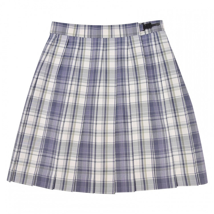42CM/45CM/48CM JK Uniform Pleated Skirt White Plaid Preppy Style Gray