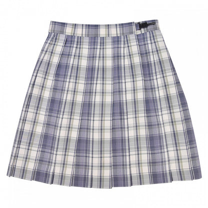 42CM/45CM/48CM JK Uniform Pleated Skirt White Plaid Preppy Style Gray
