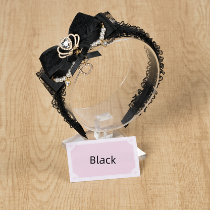 KC Crown with Chain Bead 3D Kei Jirai 7 Colors Decoration Bow and Rhinestone Lace