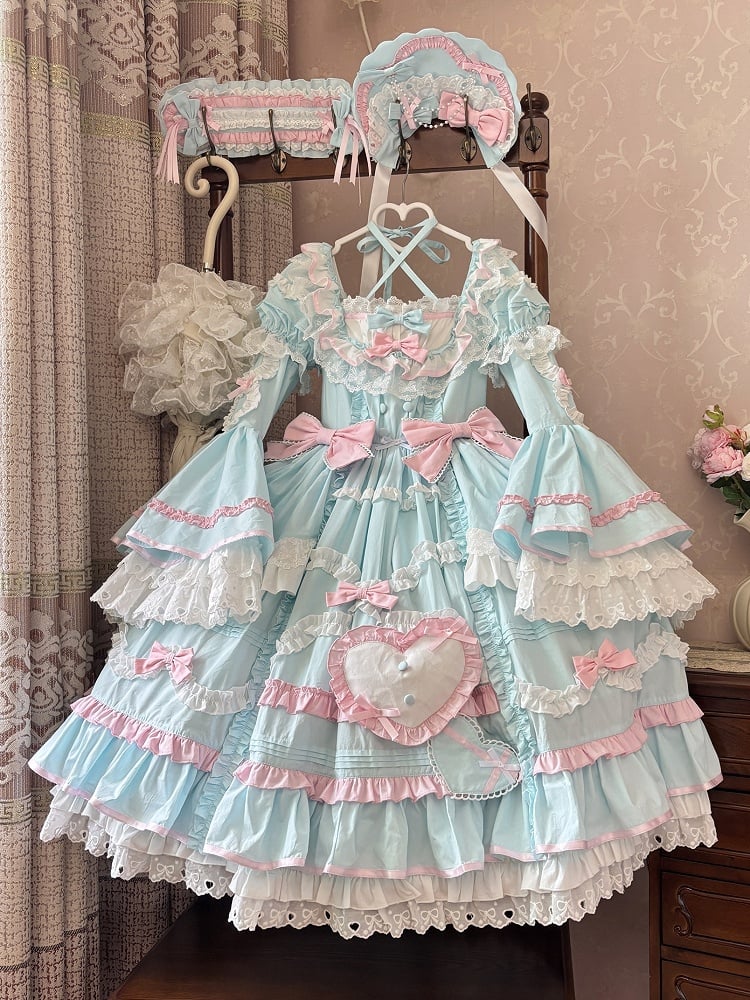 Cotton Dress Gorgeous Lolita Old Blue Available Plus School Sizes Princess