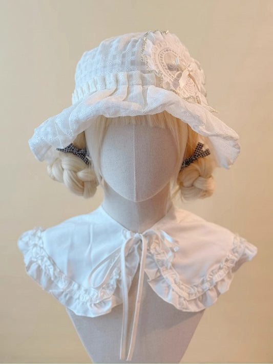 Appliqué White Off Sun Lace Heart Hat