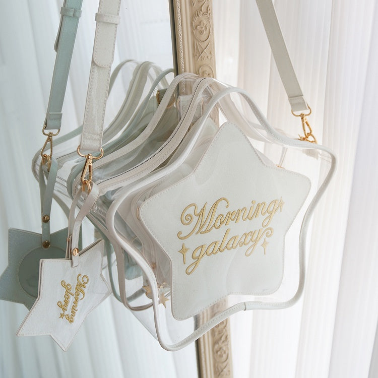 星型痛バッグ付きバッジチャーム ホワイトセット PU 取り外し可能