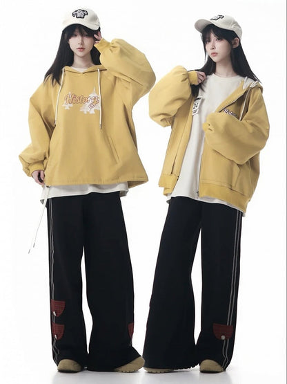 Cozy Zip-Up and Christmas Fleece Calendar Embroidered with Hoodie Pin Lettering Yellow