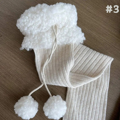 Stockings Cuff Pom-Pom Fluffy with Ribbed Details