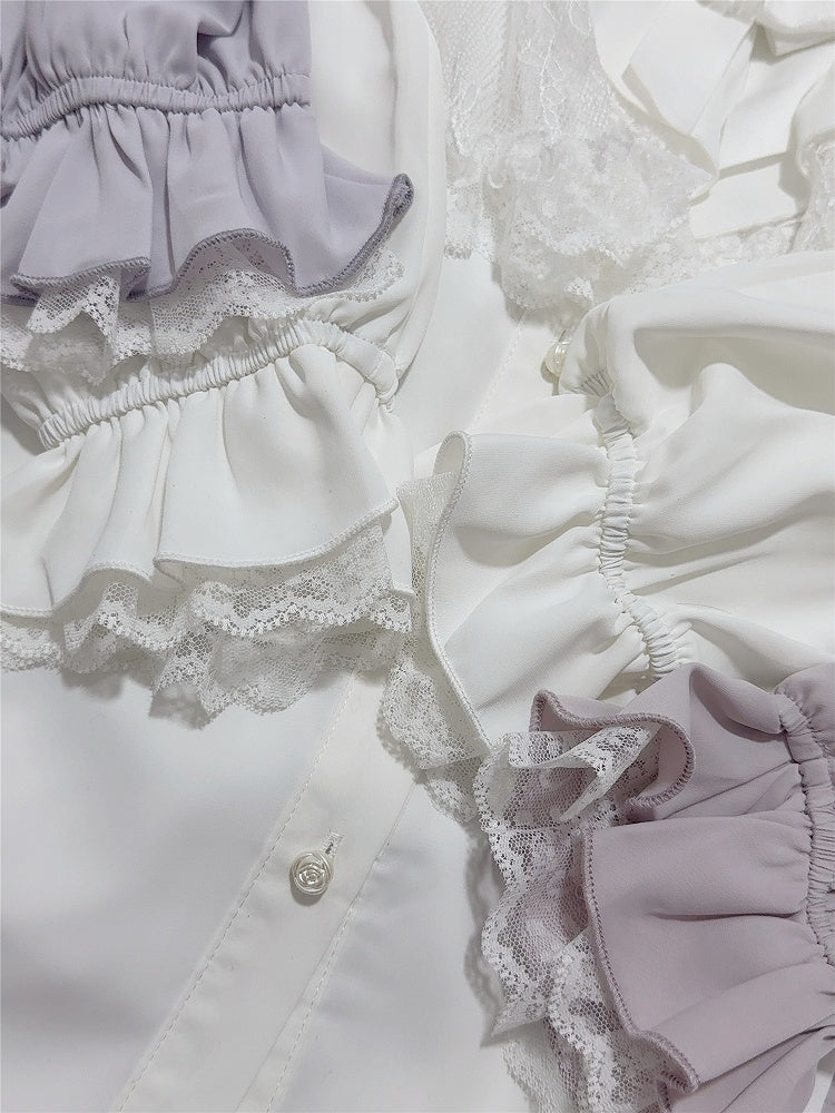 Jirai with Kei Pink Beaded Detachable Cape Blouse Lace Dusty Collar Style