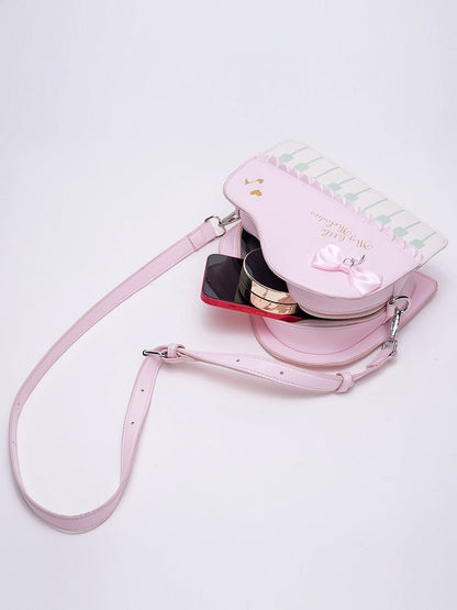 Piano Bow Accent Chic Key Bag Design Pink And Crossbody With