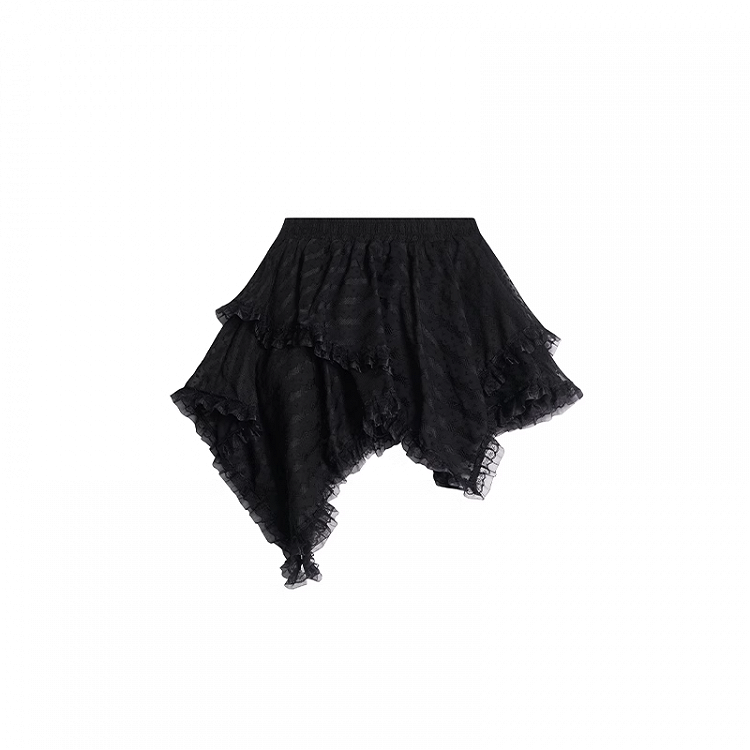 ブラックハンカチーフヘムティアードレーススカート