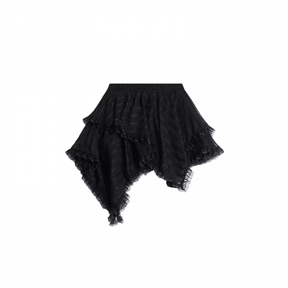 ブラックハンカチーフヘムティアードレーススカート