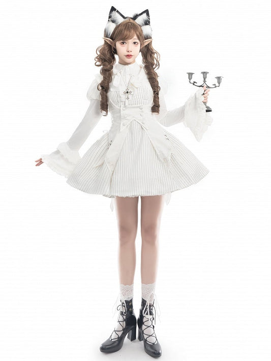 White Under Bust Lace-up Side Waistcoat