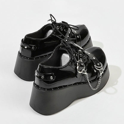 - Platform Cross Shoes Gothic Decor Black