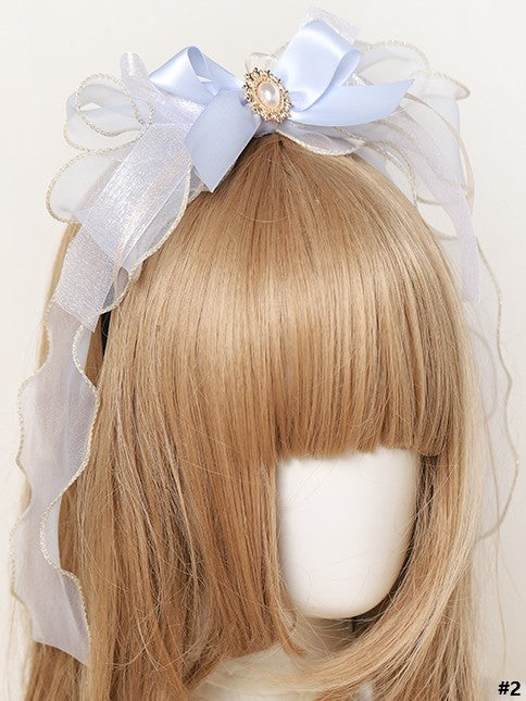 KC Lolita Light Bow/Lace Blue Bowknot Satin Sweet