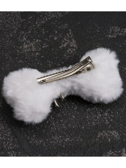 White Bone Accent Gothic Hair Clip