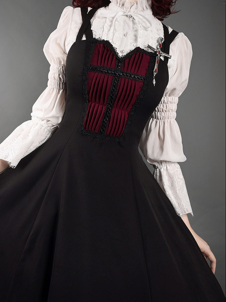 White Ruffled High Neck Gothic Long Sleeves Shirt