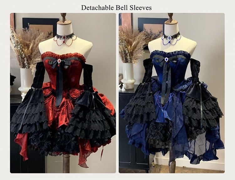 Detachable with Bolero Velvet Sleeves Black Bell