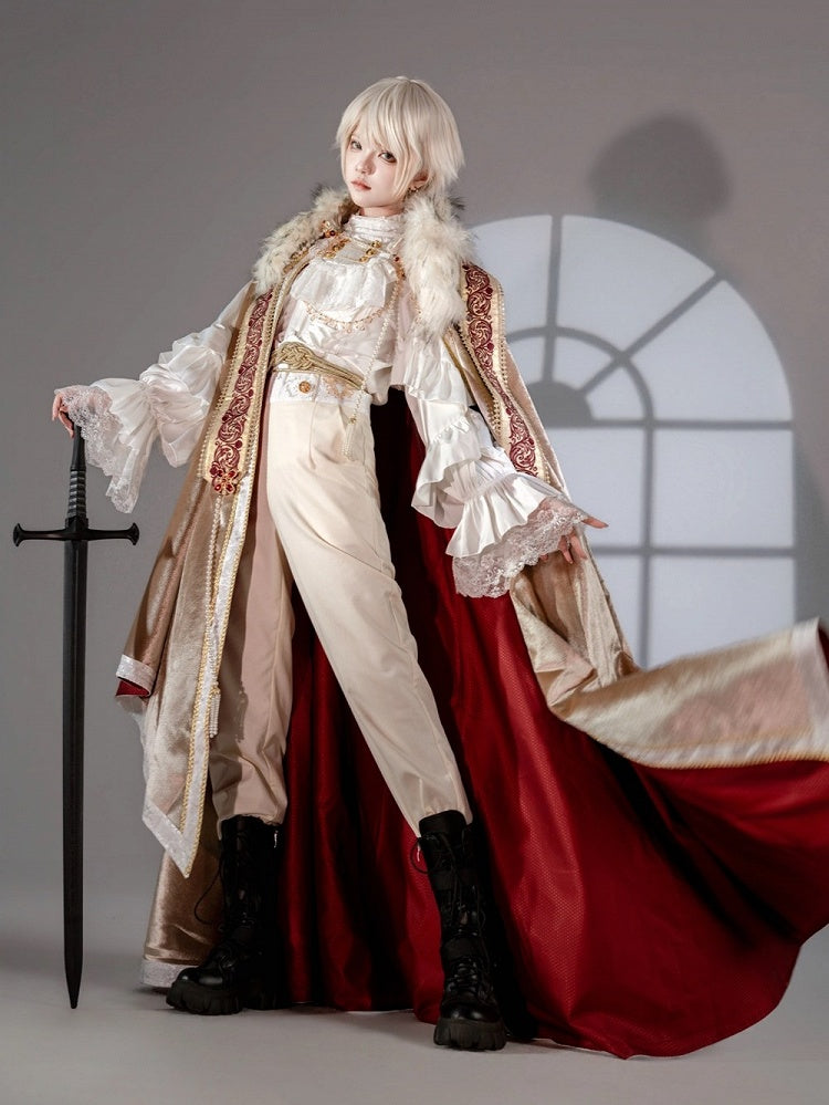 Ouji Lolita Prince Cape in Red and Beige - Your Highness