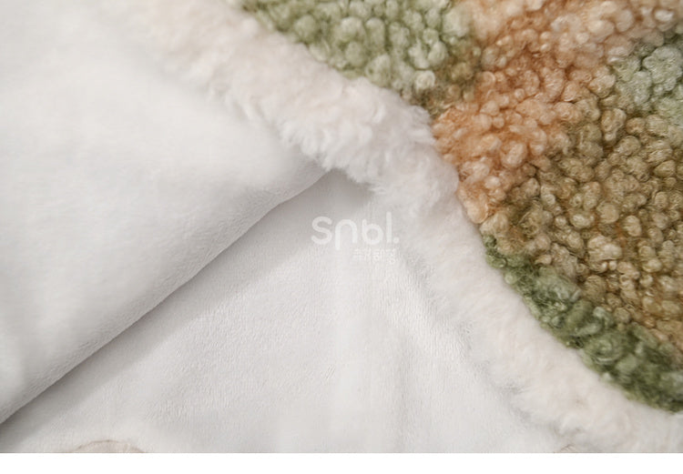 グリーンフローラルボタンディテールチェック柄フリースベスト